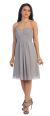 Strapless Pleated Bodice Short Bridesmaid Graduation Dress in Silver